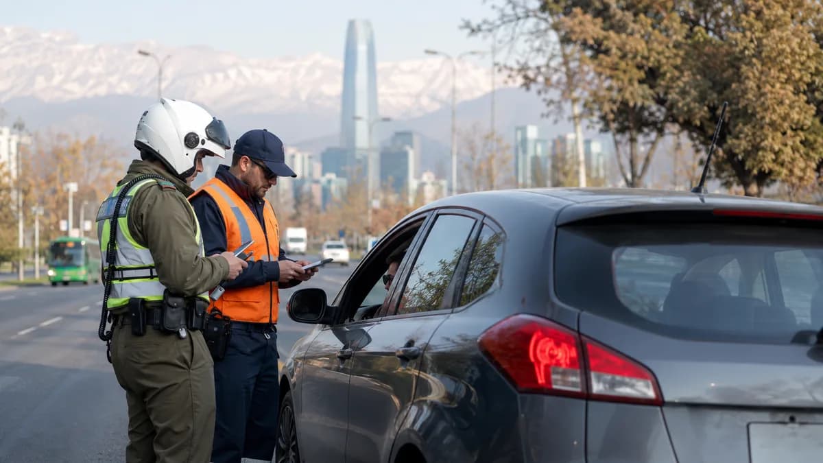 Fiscalización de tránsito a un conductor en Santiago